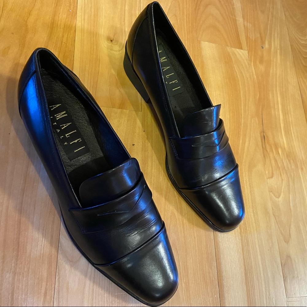 Amalfi Black Leather Shoes Women Size 7